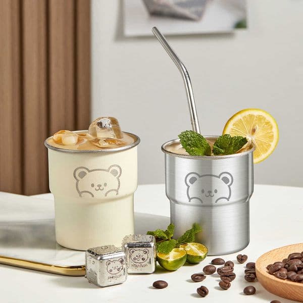 300ML Cute Little Bear WORTHBUY Water Mug 304 Stainless Steel Coffee Cup With Wooden Anti Scald Pad Office Workers Tumbler C260611