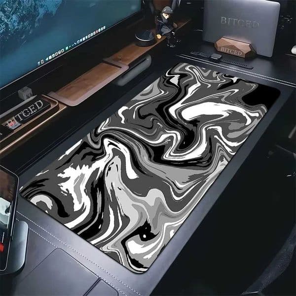 XXL Black and White Strata Liquid 900x400 Mouse Pad Computer Laptop Anime Keyboard Mouse Mat Large Mousepad Keyboards Desk Mat Z260610