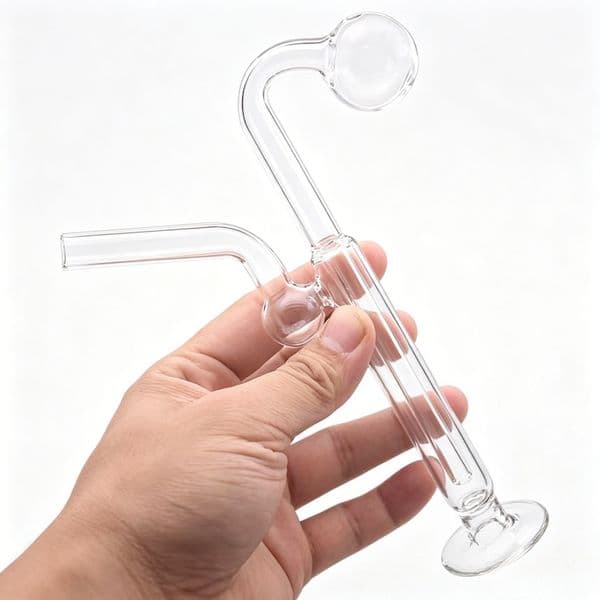 Wholesale Thick Heady Glass Bubbler Oil Burner Pipes Mini Fashion Portable Hookahs Water Bong Pipe With Base stand