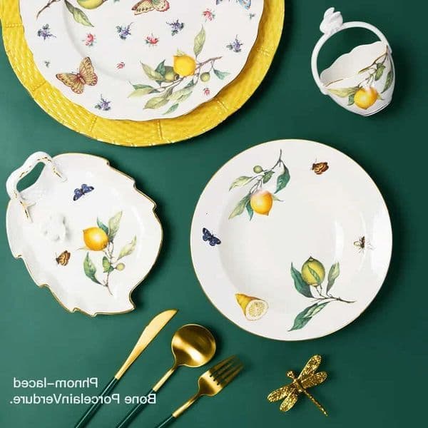 Questeak en cramique motif Assiette de citron europen bol fruits bonbons Dim Sum cuisine occidentale plats C260611