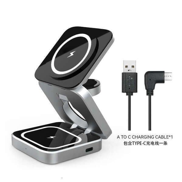 2026 New New 3-In-1 Wireless Station For Iphone Samsung Watch Earbuds Fast Magnetic Outdoor Charger Dock Stand outdoor Foldable Usb-C Charging Pad Free Shipping