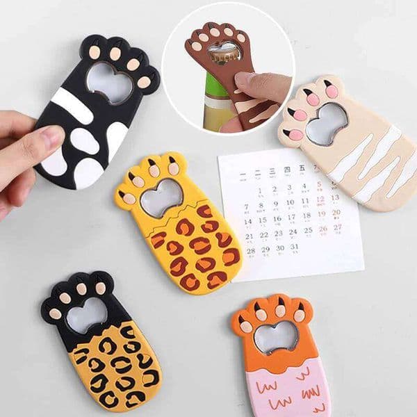 New Fat Cat Bottle Cartoon Figure Magnetic Sucking Claw Beer Opener Soft Glue PVC Screwdriver Refrigerator Stickers 26L0611