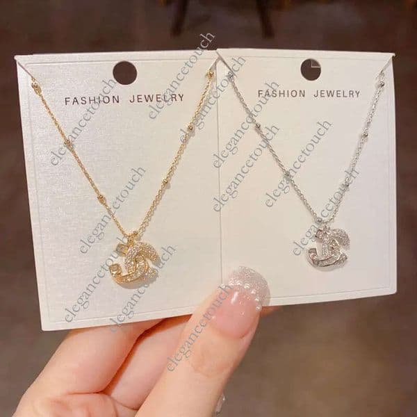 chan French Light Luxury Zircon Cross Pendant Necklace Women cc Minimalist Fashion Versatile Shiny Delicate Neck Chain Gift f61 fa6