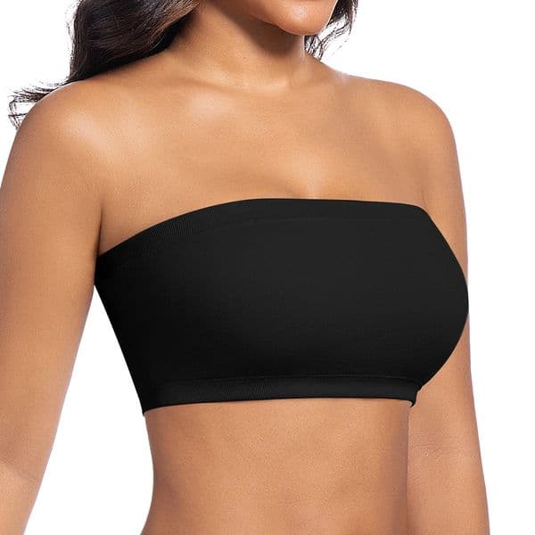 Women Tube Strapless Bra Chest Wrap Bandeau Unlined Seamless Breathable Comfortable Underwear Tops with Clear Straps 260610