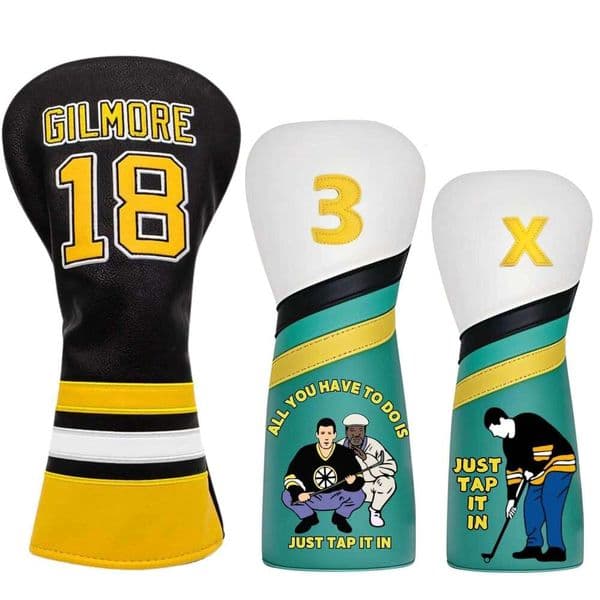 Happy Gilmore Club Headcover for Drivers, Fairway Woods, Hybrid/Rescue, Premium pu Leather Golf Headcovers Set J260611