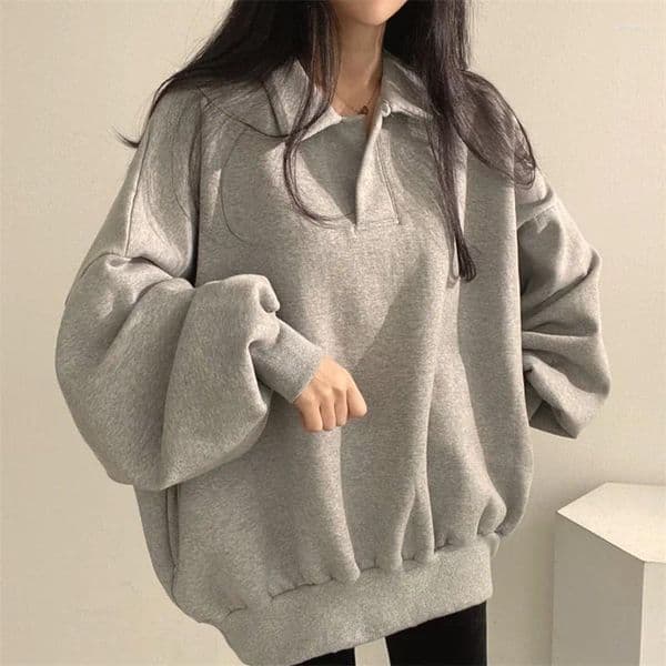 Women's Hoodies Loose Fit Long Sleeve Neck Sweatshirt Spring Autumn Korean Style Versatile Thin Outerwear Top For Young Women