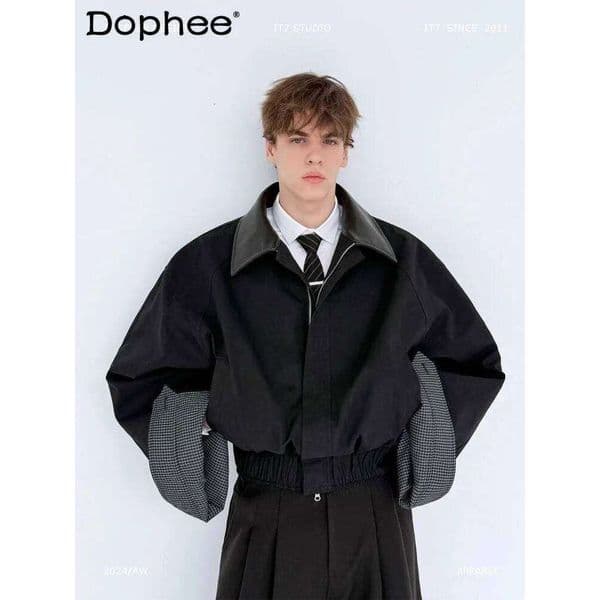 Men's Autumn And Winter New Large Cuffs Collar Splicing Design Coat Personality Solid Color Jackets Trendy Male Chic Coats Mdng260611