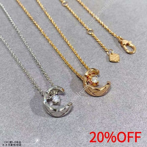 designer c h a n el necklace V Gold CNC Craft Rhombus COCO Water Ice Diamond Collarbone Chain Home Moon Star Pendant Necklace