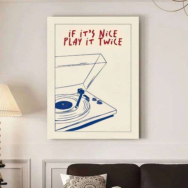 Posters Retro Fashion Aesthetic Print Canvas Painting Living Room Wall Art Home Decor Modern Music Play It Twice Record Player 26L0611
