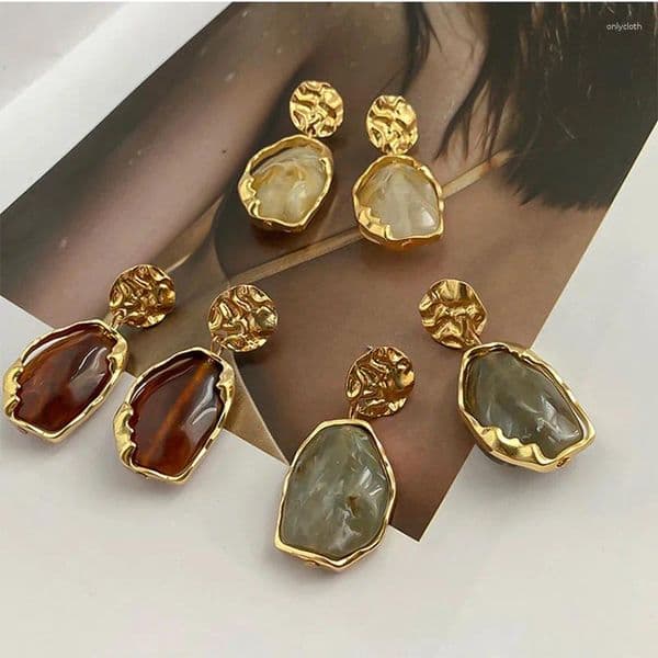 Dangle Earrings Fashion Zircon Square Stone Vintage Gold Color Small For Women Jewelry Accessorries