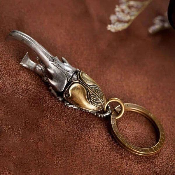 Animal insect Long Beak Beetle Brass Multi-Function Bottle Opener Car Key Chain Pendant Exquisite Gift For Men 26L0611