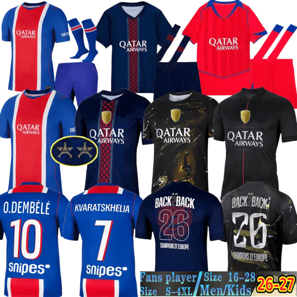 Double Stars 2026-27 parisS jersey Kvaratskhelia O.Dembele paris st germain jersey JOAO NEVES D.DOUE soccer jersey HAKIMI maillot de football BARCOLA N.MENDES PACHO