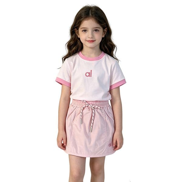 Baby Girl Clothes 2 Pieces Summer Sets Short Sleeve Polo Top With Letter Embroidery Elastic Drawstring Skirt Designer Clothes Set For Kids Daily Outdoor Wear
