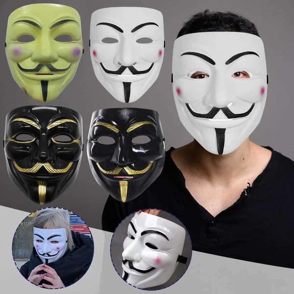 Anonymous Guy 1PCS V for Vendetta Mask Thick Matte Plastic Party Cosplay Costume Halloween Fancy Dress Adult Masque Mask L260610