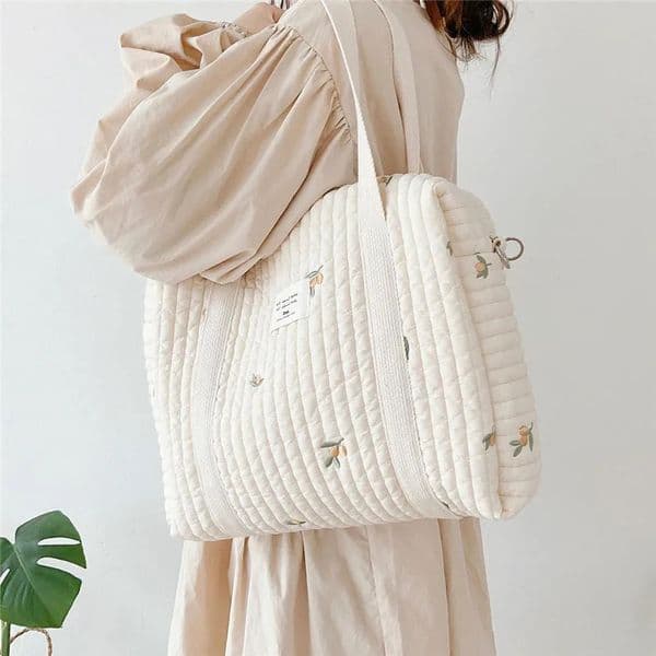 fashion Mommy Bag Baby Diaper Bag Portable Shoulder Bag Embroidery Quilted Stroller Nappy Bag Diaper Storage Large Handbags 260611