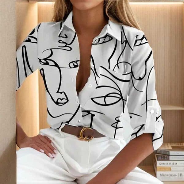 Spring Women Elegant Turn Down Colar Blouse Vintage Popular Printing Slim Shirts Autumn Office Ladies Fashion Long Slve Tops S2606108HH0