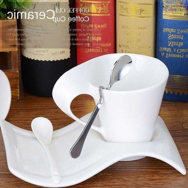 Ceramic Cup European Espresso Coffee Mug with Spoon and Cup Holder Kitchen Bar Supplies Home Living Room Drinking Utensils C260611