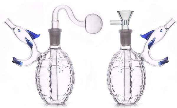 Wholesale Travel dolphin Design Travel glass oil burner pipe Creative Water tobacco bong hooakh With 14mm male smoking oil banger bowl
