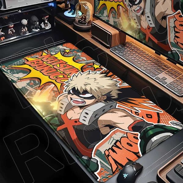 Japan Anime My Hero Academia Mousepad Bakugou Katsuki Large Lock Edge Keyboard Pad For Gamer Computer Desk Mats Anti-slip Rubber Z260610