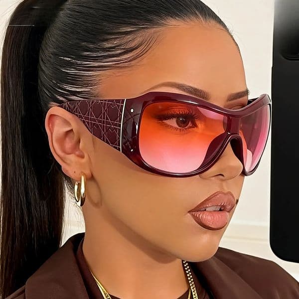 one piece oversized Y2K sunglasses for women men vintage square shield gradient hip hop sun glasses female sexy driving shades 260610