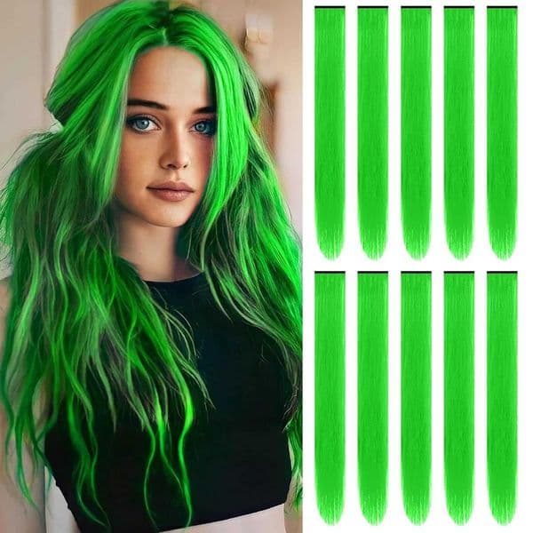 Synthetic Hair Colorful Hairpiece One-Piece Seamless Hair Extension Ear-Hanging Dye Single Piece Clip SetL260611
