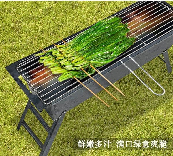 40x25cm Food-grade stainless steel rectangular single-layer BBQ grill with handle