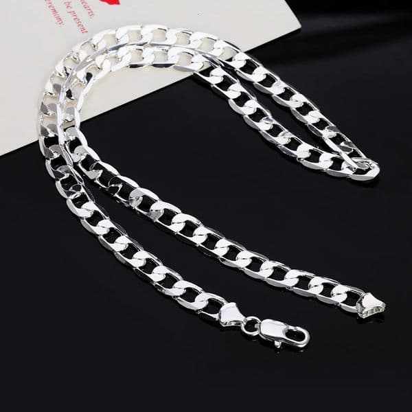 925 Sterling Silver 6MM Necklace Cuban link chain Jewelry classic 40-60cm For women men fashion Christmas gift 260608