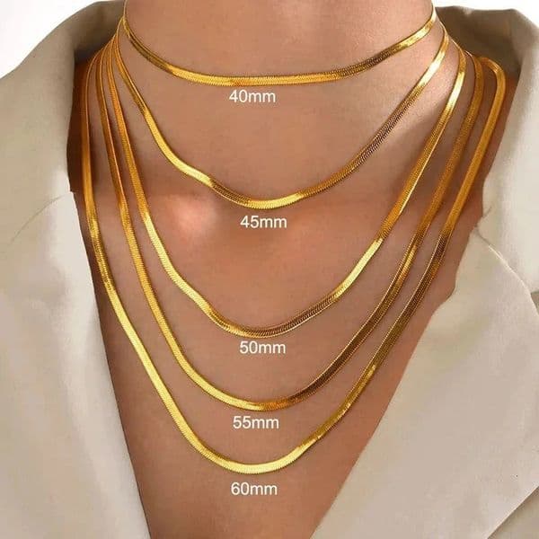 925 sterling silver Gold Snake Chain Necklace for Women Men Herringbone Choker Neck Chains Trend Jewelry Gift 260608