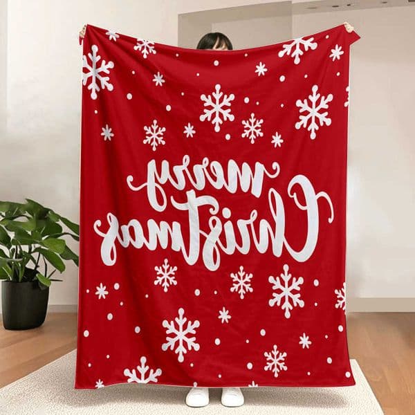 Snowflake 1pc Print Blanket Christmas Theme Pattern Flannel Blanket Soft Warm Throw Blanket Nap Blanket For Couch Sofa Office D260612