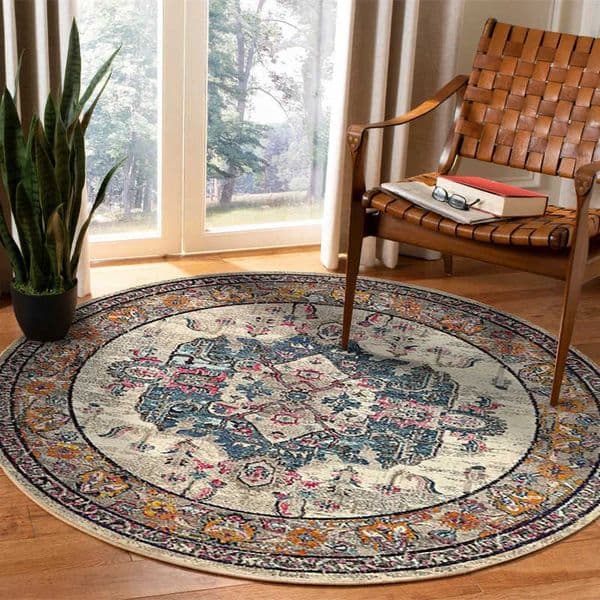 Crystal VIKAMA Round Boho Living Room Carpet Ethnic Style Full Cover Bedroom Study Floor Mat Home Rocking Chair Non Slip Carpet D260612