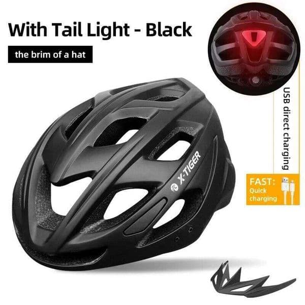 X-TIGER Adult Bicycle Breathable Lightweight Unisex Road Mountain Cycling Helmet with LED Taillight and Adjustable Straps 26Y0612