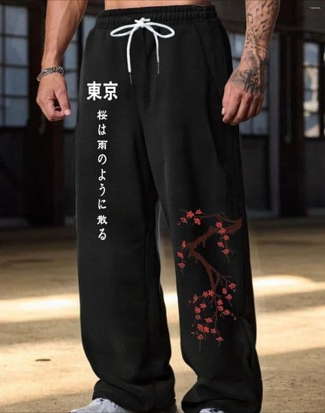 Men's Pants Tokyo Cherry Blossom Blooming 3D Printed Straight Leg Casual Summer Beach Women's Couple