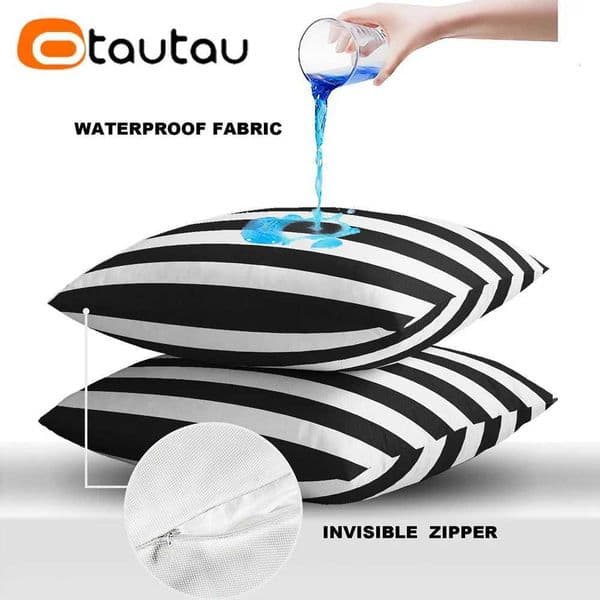 OTAUTAU Outdoor Sofa Cushion Cover Without Filler Swim Pool Beach Throw lowcase Soft Waterproof Stripe Oxford low KD021 J260612