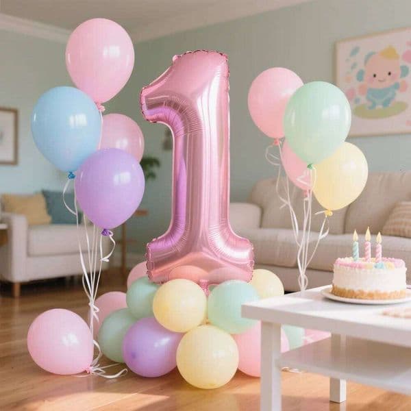 40inch Pink Number Foil Balloons Set Happy Birthday Party Decorations Kids Girl 1-9 Year Old Macaron Colored Balloon W260612