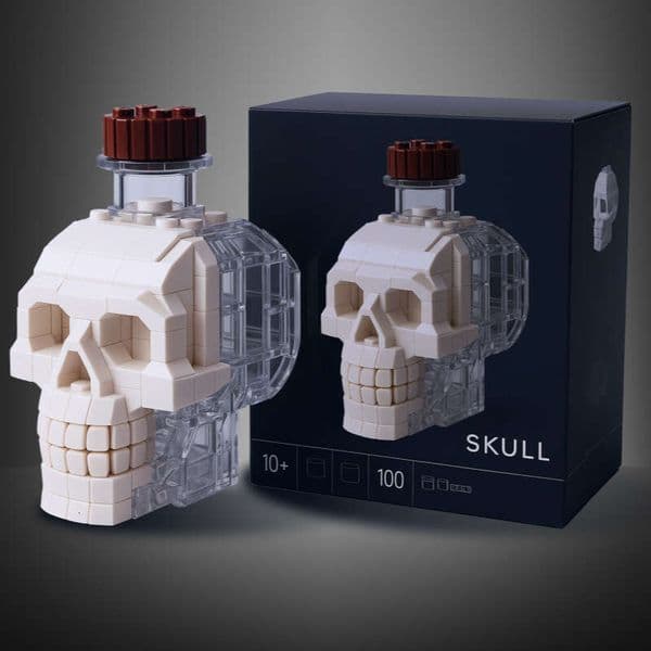 Cross-border skull Aztec Halloween stress-relief toy printed gift smoked wine bottle ornament building blocks