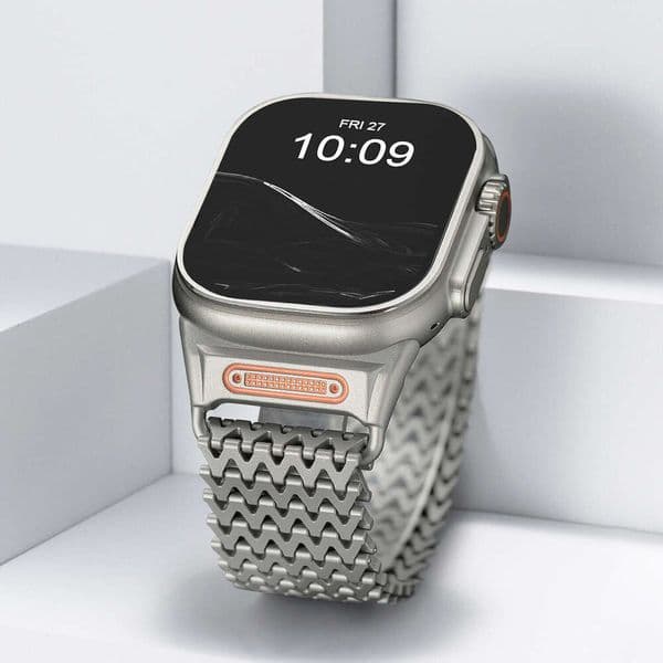 applicable Apple Watch stainless steel watch strap, s10 metal titanium color magnetic strap