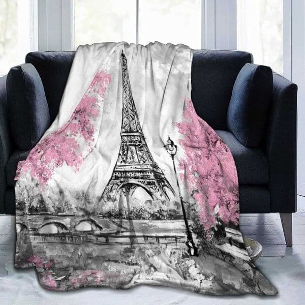 Eiffel Paris Tower Throw Blanket Ultra Soft Warm All Season Decorative Flannel Blankets for Bed Chair Car Sofa Couch Bedroom D260612