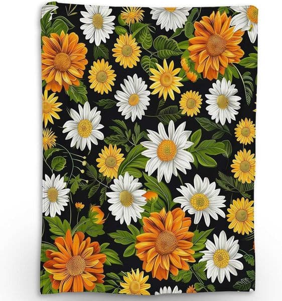 Daisy 1PC WildFlowers Throw Thin Blanket Gifts for Couch Bed Car Home Camping Pop arts for Fruits Flowers Lovers all season use D260612