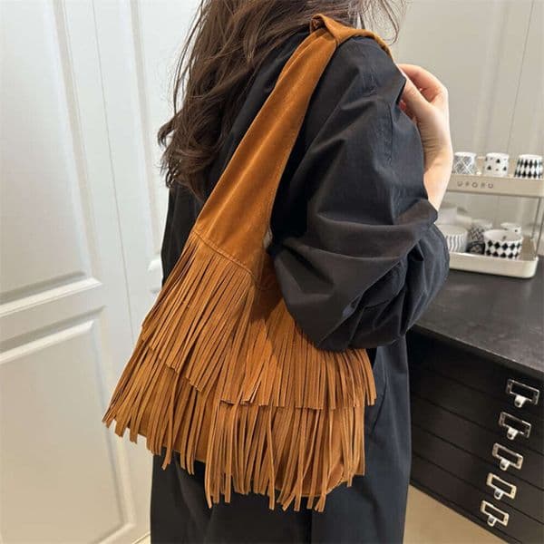 Women Stylish Shoulder Bag, 2026 Tassel Frosted Large Capacity Underarm Handbag