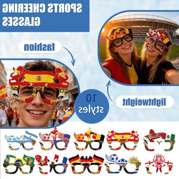 Match Football Decorative Glasses Frames - National Flag Glasses Fan Cheering Props Football Decorations Party Decor S260612
