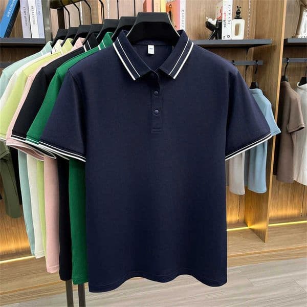 Mens Contrast Shirts Trim Classic Collared Short Sleeve Casual Business Tops Soft Comfortable Breathable Shirts for Men M260612
