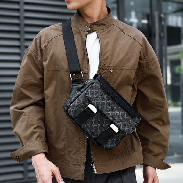 Men's 2026s new style trendy flap shoulder bag business high-end fashion casual large capacity print design crossbody bag free shipping
