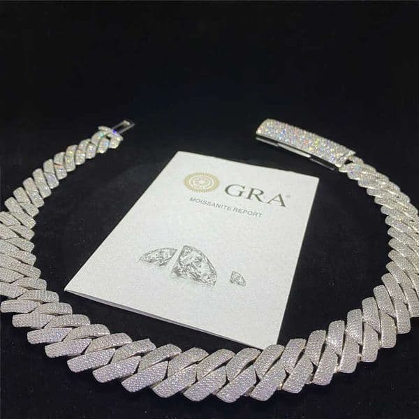 necklace moissanite chain Classic Heavier Big Guy 20mm Necklace 925 Sterling Silver Iced Vvs Moissanite Diamond Cuban Chain Link