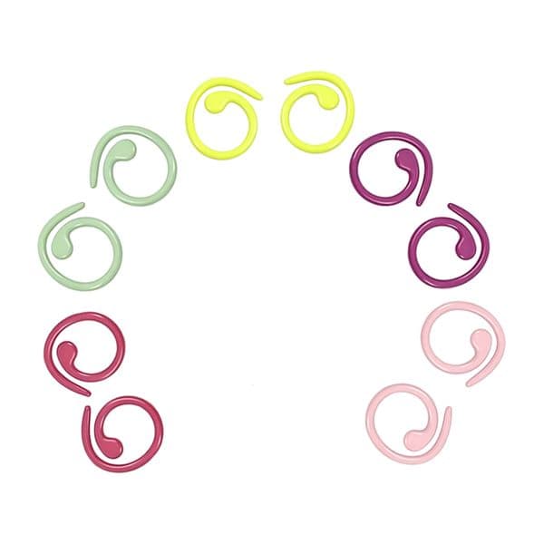 Set of 10 Spiral Stitch Markers, Colorful Enamel Metal Crochet & Knitting Row Counters