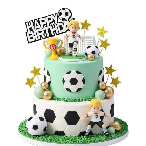 25Pcs Player Topper Soccer Ball Cake Decorations for Sport Theme Party Supplies W260612