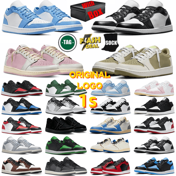 with box Designer shoes 1 low basketball shoes travis 1s men 1s black phantom 1s shy pink reverse mocha womens outdoor sports mens trainers 1s panda sneakers