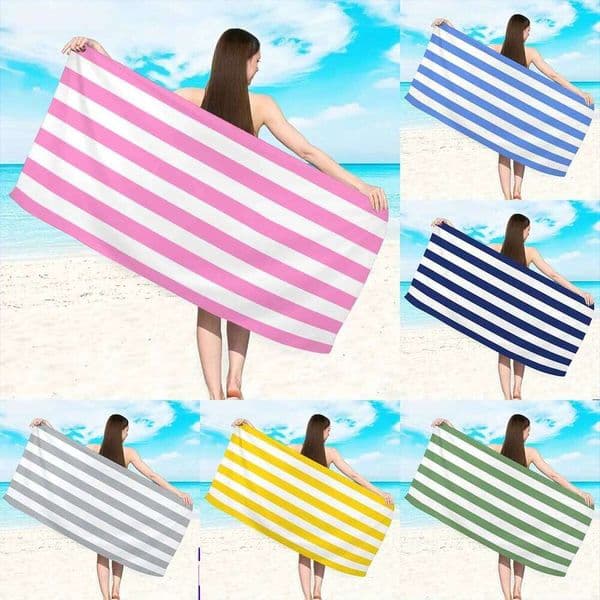 1pc Minimally striped ultra-fine fiber quick drying absorbent towel, swimming vacation beach towel 26L0612