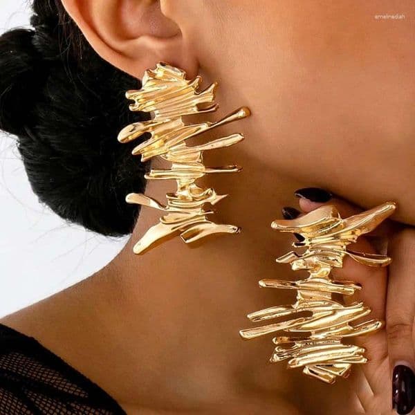 Dangle Earrings Exaggerated Metal Geometric Big Drop For Women Vintage Gold Color Irregular Personality Party Jewelry Gifts