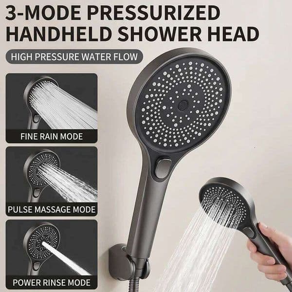 Large Screen Showerhead 3-speed Mode Portable Shower Accessories, High Pressure Boost, G1/2 Universal Connection, Bathroom 26Y0612