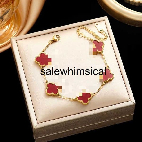 Designer Charm Bracelet New Lucky Four-Leaf Clover Bracelet Light Luxury Fashionable Double-Sided Non-Fading Five-Flower Jewelry Bracelet IGHH